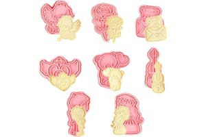 ZOOMPIL Juego de cortador de galletas de San Valentín, Cortador de Galletas Set, cortadores de galletas de plástico de 8 piezas, Valentine's West Pastor Pastry Decoración