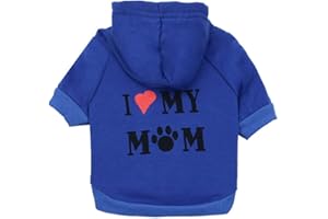 BT BEAR Pet Clothes,Dog Clothes I Love My Mom Hoodie Soft Warm Fleece Hoodies Pet Puppy Clohtes Shirts for Cats Puppy Small Dogs (Dark Blue)