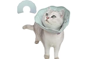 PUMYPOREITY Haustier Halskrausen, Katzen Halsband Antilecker Halskragenkatze Verstellbar Schutzkragen Elizabethan Halsband Halskrausen Schützender Kragen für Katzen(Hellgrün, S)