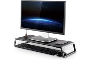 THINGY CLUB ThingyClub Monitor Stand Riser with Metal Feet for Computer Laptop iMac TV LCD Display Printer, Computer Monitor Riser with Desk Tabletop Organizer 20x9.45inch Sturdy Platform Save Space (Black)