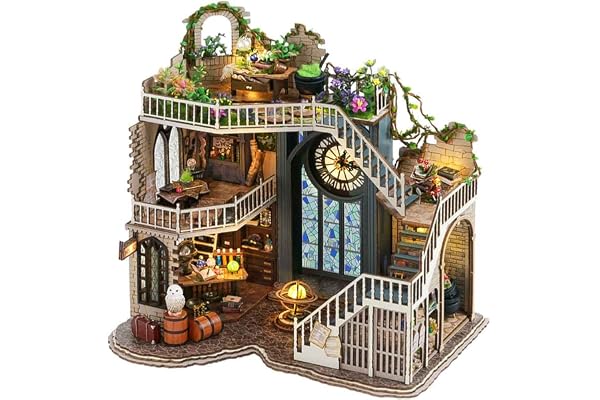 CUTEBEE Kit maison miniature 1:24, meubles en bois, housse anti-poussière, idée cadeau Noël et Saint-Valentin