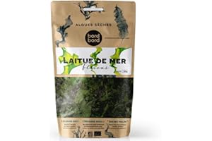 BORD Á BORD Bord à bord Bio Algue 50 g de France/Bretagne/Atlantique | Salade Algues (Ulva sp.) | Algues séchées | Testé en laboratoire pour smoothies ou légumes secs Quantité : 1 pièce