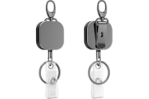 ROSYLEVE 2 szt. wysuwany breloczek do kluczy, metal, 60 cm, linka stalowa, smycz na klucze, wysuwany