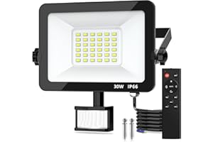 TOTOFAC Motion Sensor Outdoor Security Light, 30W 2750 Lumen LED Floodlights with PIR Sensor, IP66 Waterproof Motion Sensor Outdoor Wall Light with Remote Control for Garden, Backyard, Garage, Doorways