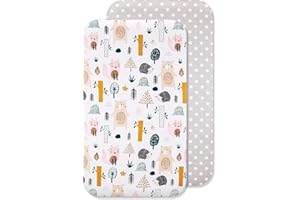 Lovely Hippo Lenzuola 80x160cm 2PZ - 2 Lenzuola con Angoli 100% Cotone per Letto Montessori 80x160cm (80 x 160 cm, Animali Foresta)