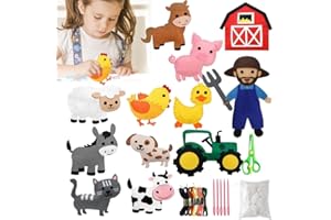 Kraeoke DIY Nähset Kinder Bastelset aus Filz Bastelbedarf mit Schere und Plastiknadel geliefert Tier Basteln Mädchen 6 Jahre (Kombination 2)