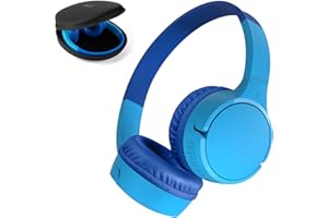 Belkin SoundForm Mini Cuffie wireless per bambini con microfono, 30 ore di riproduzione, adesivi divertenti, headset over-ear per didattica online, scuola e viaggi; per iPhone, iPad e Galaxy, blu