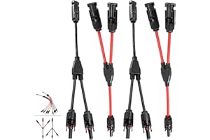 COCOSY 2 Pares de conectores en Y para cable solar, divisor en Y 2 Pares 6mm²/4mm²/2,5mm², conector fotovoltaico en Y MMF/FFM, cable ramificado tipo Y-2 para conexión en paralelo de paneles solares