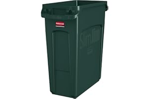 Rubbermaid Commercial Products Commercial Slim Jim con ranuras de ventilación cubo de basura recipiente de residuos, 60 L, verde, 1