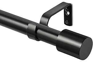 Deconovo Black Curtain Poles 168-305cm with Brackets and Finials, 25mm Extendable Decorative Curtain Rail, Sturdy Splicing Curtain Rod for Windows