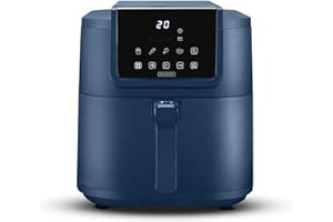 BOURGINI Freidora de Aire con Revestimiento Cerámico Pro, Libre de Químicos (PFAS, C6, PFHxA, PTFE, PFOA y BPA), Formato 35% más compacto, para un hogar sin tóxicos. (8 Litros - Azul)