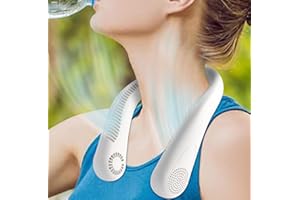 U-MISS Neck Fan, Portable Hanging Neck Fan Rechargeable, Personal Hands Free USB Fan, 360° Cooling, Adjustable 3 Speeds, No Hair Twisting, Long Use Time Wearable Fan Cooling Quiet for Women Men