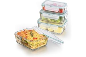 GOURMETmaxx Barattoli di vetro per la conservazione degli alimenti Klick-it Set di 4 | Perfetti per lavastoviglie, microonde, forno e congelatore | Ermetici e a prova di perdite