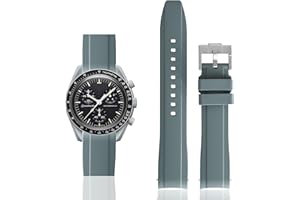 OLLREAR Zakrzywiony gumowy pasek kompatybilny z Omega x Swatch Speedmaster MoonSwatch 20 mm, miękki zamiennik paska dla mężczyzn i kobiet