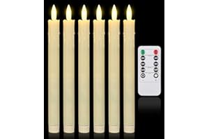 JUTYUM 6Pcs Velas Led Efecto Llama, Velas Navidad, Velas Electricas, Velas Decorativas, Vela Led con Mando y Temporizador, Velas de Navidad