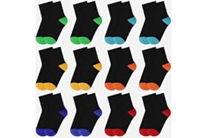 HAGOT 12 par bawełnianych skarpet dla dzieci, unisex skarpetki sportowe kolorowe