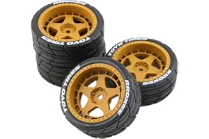 LOVIVER 4 Pieces RC Rally Tyres, 12mm Wheel Hub Tires for TT02 XV01 1:10 RC Car Accessories Replacement, Orange