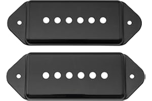 Musiclily Pro 49,2 mm P90 Dog Ear Short/Low Halsposition Tonabnehmer Abdeckung für USA USA Les Paul/Vintage Style Epiphone, Schwarz (2er Set)