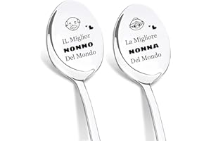 DIKARIYA Regalo Festa dei Nonni, 2 Pezzi Cucchiaini da Caffè con Incisione, Regali per Nonni, Regalo Nonno Compleanno, Regali Cucchiaini per Nonna, Regalo Nonna e Nonno, Idea Regalo Festa dei Nonni