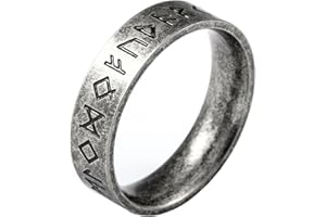 VELESAY Anello Vintage Gotico Viking in Acciaio Inossidabile con Rune Nordiche per Uomo e Donna