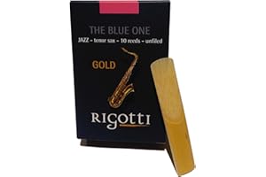 RIGOTTI Scatola da 10 canne per sassofono tenor – Force 2,5 MEDIUM – Gold JAZZ -THE BLUE ONE – Qualità superiore – Canne naturali coltivate ed essiccate al sole della Provenza in Francia