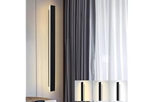 ZTWLEED Aplique Pared Interior LED,28W Lampara de Pared Moderna 3000K/4000K/6000K para Sala de Estar Pasillo Escaleras Apliques Pared Dormitorio,80CM Negro 110-240V