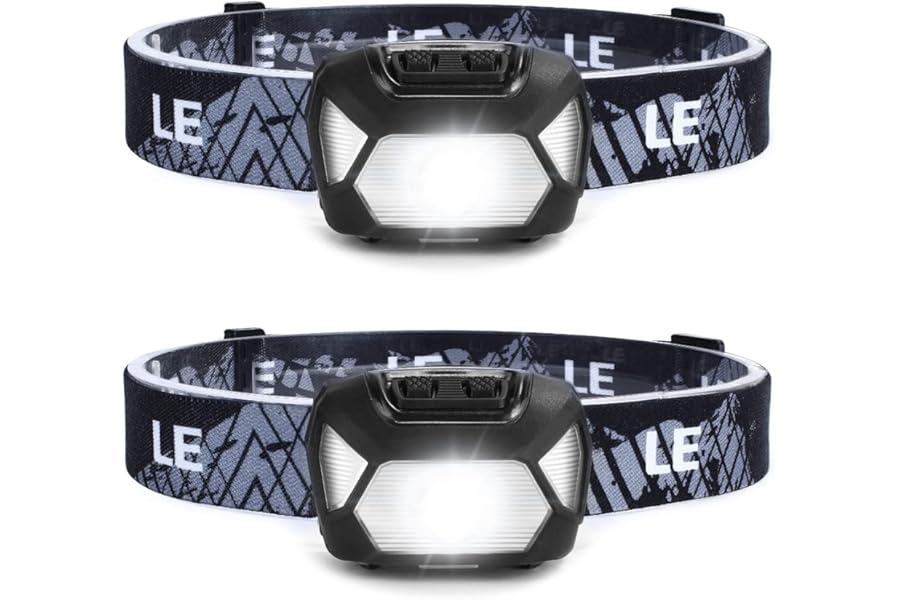 Lepro Head Torch, 2 Pack Super Bright LED Headlamp with 6 Lighting Modes, Waterproof, Battery Powered LED Lightweight Headlight for Cycling Running Camping for Kids Adults