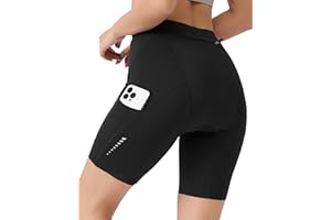 VeloVibe Radlerhose Damen Gepolstert 6D mit Tasche Schnelltrocknende Radhose Damen Kurz atmungsaktiv Fahrrad Hose mit breitem und dichtem Polster Schmerzfrei