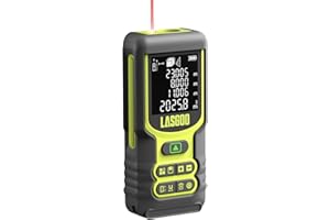 Metro Laser, LASGOO 60m/197ft Misuratore Laser, Misuratore di Distanza Laser con Unità Multiple Ft/In/M, Display LCD Retroilluminato, Modalità Pitagora, Area e Volume, Batteria Inclusa