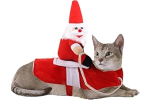 JODSEN Pet Christmas Costume,Dog Cat Santa Claus Costumes,Running Santa Small Large Dog Outfit,Cute Puppy Kitten Cosplay Coat,Dressing up Warm Winter Clothes,Funny Gift Suits for Christmas,Party,Birthday,S