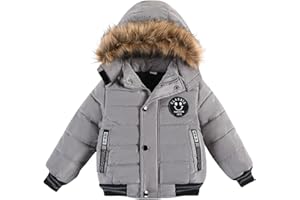 SOSOUL Boys Winter Down Jacket Coat Waterproof Faux Fur Hooded Parka Kids for 2-6 Years Teenage Snowsuit Outerwear