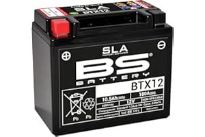 BS Battery 300680 BTX12 AGM SLA Motorrad Batterie, Schwarz