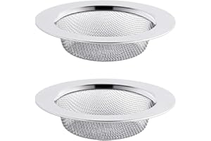 ILLUVA Filtro de acero inoxidable de 7,5 x 1,5 cm, para baño, ducha, filtro de desagüe, tapón para fregadero de cocina (paquete de 2)