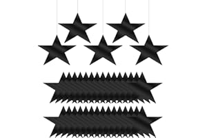 PATIKIL Large Star Cutouts, 40 Pcs 6" Double Printed Paper Star Decoration Star Cardboard Cutout Five Stars Cutout for Wedding Movie Night Party Decoration DIY Classroom, Black