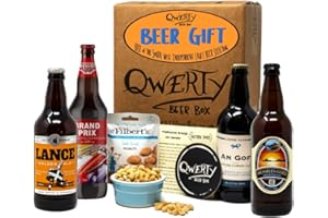 Premium British Real Ale Beer Gift Hamper - 4x500ml Independent Traditional Ales with Snack & Craft Beer Tasting Guide by QWERTY Beer Box - Beer Gift for Men, Craft Beer Gift Set, Real Ale Gifts