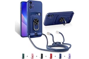 Zyweil kompatibel mit Xiaomi Mi 11T 5G/Mi 11T Pro 5G,Necklace Hülle, mit 360°Ring Ständer magnetisches Eisenblech Kartenhalter Silikon Schutzhülle-Blue