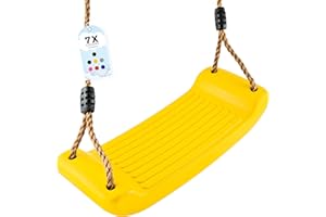 GO!elements Altalena da giardino, altalena per bambini, da esterno, per interni, con seduta a dondolo per bambini, altezza regolabile, antiscivolo, colore: giallo