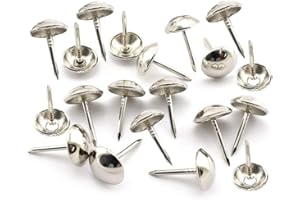 NANAXAGLY Upholstery Tacks 100pcs 7/16" Antique Round Head Furniture Nails Decoration Thumb Pushpins for Upholstered Furniture,Cork Board,DIY Projects,Home Decor (Silver)