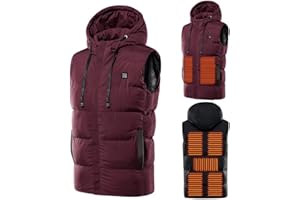Shuanghao Hiver Gilet Chauffant Vêtement Veste Chauffant Chaud Chauffé Thermique Electrique Encapuchonné d'Hiver,Lavable Charge USB,3 Températures 7 Zones Chauffage(Batterie Non Incluse)