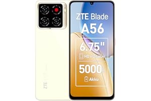 ZTE Blade A56 Smartphone ohne Vertrag, 6,75" HD+ Display (90 Hz), 4G LTE, 4GB RAM+64GB Speicher, 13MP KI-Kamera, 8MP Frontkamera, Dual SIM, Android 13, Gold (2025 Modell)