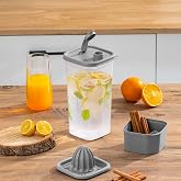 Porsima 1110 Sızdırmaz Kapaklı Detoks S&uuml;rahi - Matara &amp; Limonluk, Şerbetlik, Suluk -Şeffaf Gri 2 L
