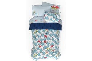 Franco The Smurfs Kinder-Bettwäsche-Set, superweich und gemütlich, wendbar, Mikrofaser, mit Kissenbezug, 5-teiliges Doppelbett, offizielles Lizenzprodukt