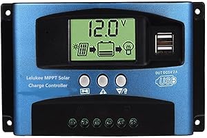 Lelukee 100A Solar Laderegler Solar Ladegerät Controller Solarpanel mit Doppelnutzung Usb-12V / 24V, LCD-Display, intelligenter Regler, automatisches Solarpanel für Bleibatterien/Solarpanel/Lasten
