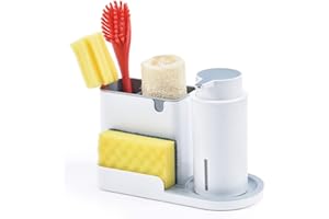 KINGRACK Organizador Cocina con Dispensador de Detergente, ABS Almacenamiento Estante de Cocina, Juego de Organizadores de Cocina