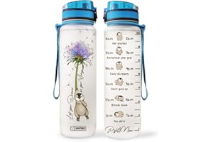 64HYDRO 900 ml 1 Liter Motivierende Wasserflasche mit Zeitmarkierung, Löwenzahn-Pinguin-Liebhaber Let Your Dream be Your Wings HAH0106002 Wasserflasche