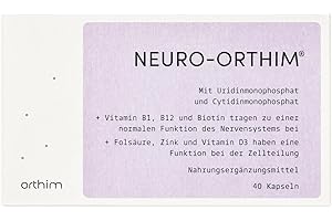 ‎ORTHIM NEURO-ORTHIM - mit Uridin, Cytidin & Folsäure + Vitamin B12 trägt zu einer normalen Funktion des Nervensystems bei - nur 1x Kapsel täglich - vegan, glutenfrei, laktosefrei (40 Kapseln)