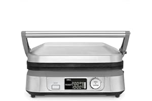 Cuisinart 6-en-1 Grill, Griddle & Gaufrier Grill de contact, Griddle, Plaques à gaufres | Plaques réversibles antiadhésives | Affichage numérique | SearBlast® | Charnière réglable