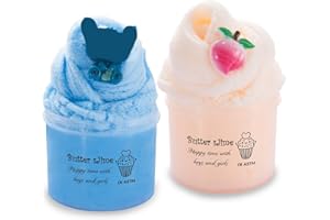 LDDYKZY Kit de Slime au Beurre 2X70ML Slime Enfant Slime pour Cadeaux de fête pour Enfants, Bricolage Non Collant Super Doux Kit de Slime Fluffy, kit de Slime pour Filles garçons Sensory Toys