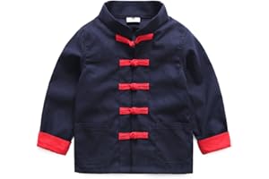Mud Kingdom Boys Chines Tang New Years Long Sleeve Jacket Chinese Knot Buttons Festival Retro Outerwear