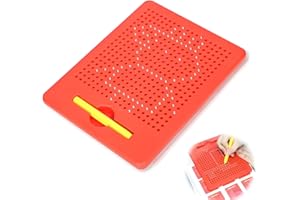 TFSZE Tavola da Disegno Magnetico, Lavagne da Disegno con Piccole Palline Magnetiche in Acciaio con Penna, Magico Gioco Magnetico, Lavagna magnetica per educazione per dai 3 Anni in su-Rosso